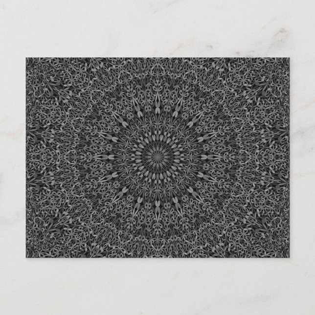 Mörk Grått Jungle Mandala Vykort (Framsida)