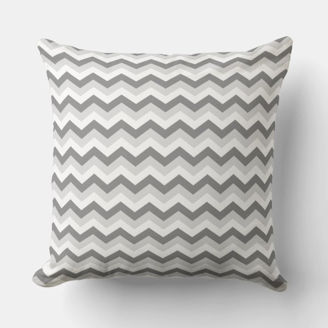 Mörk Grått Light Grått White Chevron Kudde (Framsida)