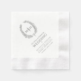 Mörk grått löv oval utandningsluft monogram art br pappersservett