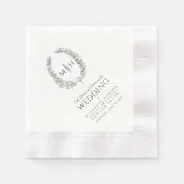 Mörk grått löv oval utandningsluft monogram art br pappersservett