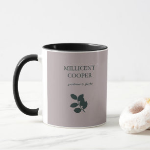 Mörk grått löv silhuette lila mugg