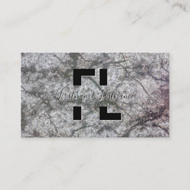 Mörk grått marble flockmarble marble structure mon visitkort (Framsida)