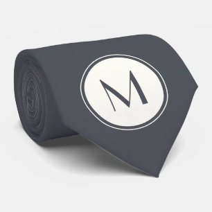 Mörk Grått med monokulärgummipropp med vit cirkel Slips