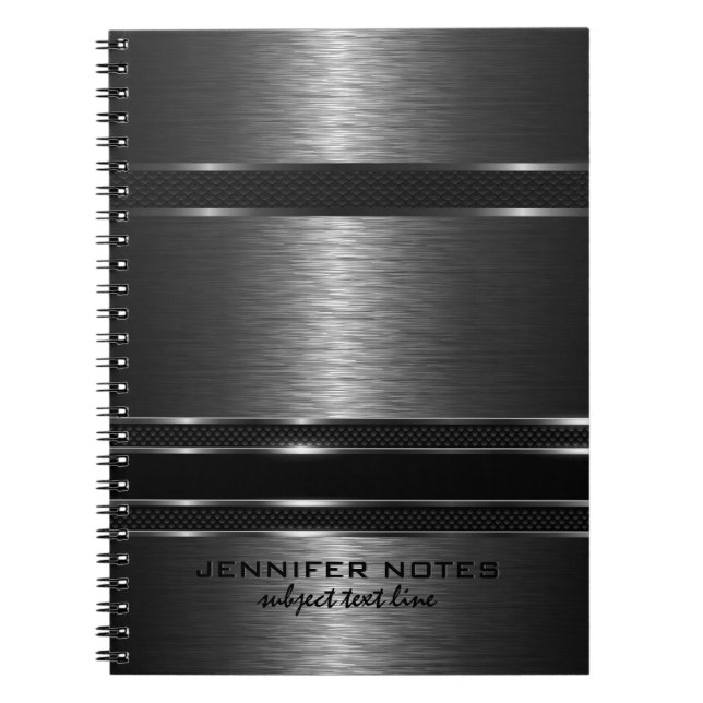 Mörk Grått Metallic Brushed Aluminium-utseende Anteckningsbok (Framsidan)