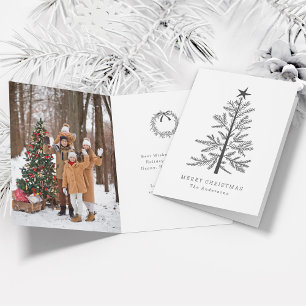Mörk Grått Minimal jul-fotopappad Gräs Träd Helgkort