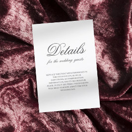 Mörk grått-minimalistteckensnitt för chic bröllop tilläggskort