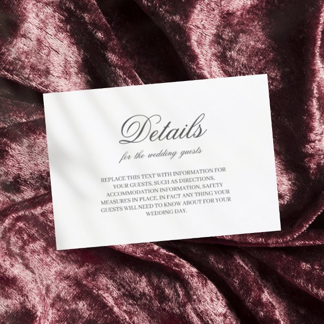 Mörk grått-minimalistteckensnitt för chic bröllop tilläggskort (Skapare uppladdad)