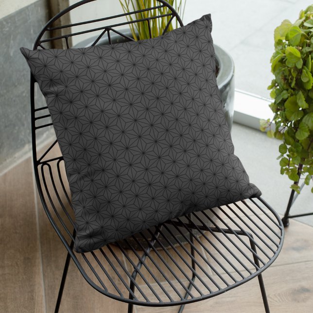Mörk Grått Monochome Geometric Japanska Mönster Kudde (Skapare uppladdad)
