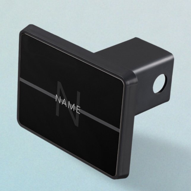 Mörk Grått Monogram, Namn och geometrisk Rand Dragkroksskydd (Skapare uppladdad)