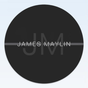Mörk Grått Monogram, Namn och geometrisk Rand Klistermärke