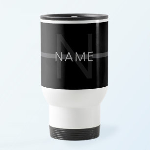 Mörk Grått Monogram, Namn och geometrisk Rand Resemugg