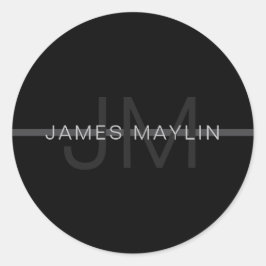 Mörk Grått Monogram, Namn och geometrisk Rand Runt Klistermärke