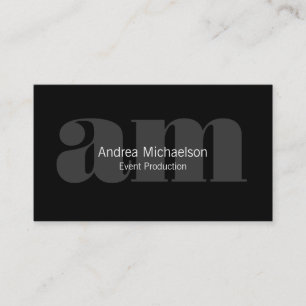 Mörk Grått Monogram på svart Vågrät Visitkort