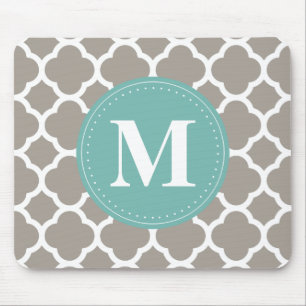 Mörk Grått Monogram Rosa Quatrefoil Mönster Musmatta