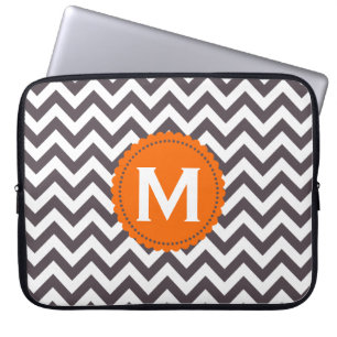 Mörk - grått mönster för vitMonogramsparre Laptop Sleeve