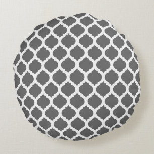 Mörk Grått Moroccan Mönster Round Pillows Rund Kudde