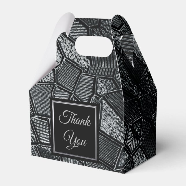Mörk Grått Mosaic Glass Gable Favor Box Presentaskar (Framsidan Sidan)