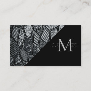 Mörk Grått Mosaic Glass Monogram Affärskort 3 Visitkort