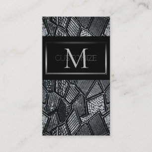 Mörk Grått Mosaic Glass Monogram Affärskort 4 Visitkort