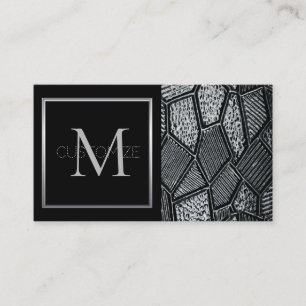 Mörk Grått Mosaic Glass Monogram Affärskort 5 Visitkort