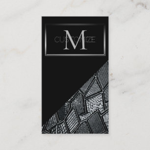 Mörk Grått Mosaic Glass Monogram Affärskort 6 Visitkort