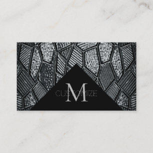 Mörk Grått Mosaic Glass Monogram Affärskort 7 Visitkort
