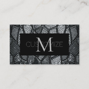 Mörk Grått Mosaic Glass Monogram Affärskort Visitkort
