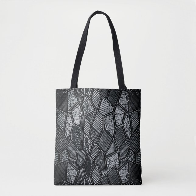Mörk Grått Mosaic Glass Tote Bag Tygkasse (Framsida)