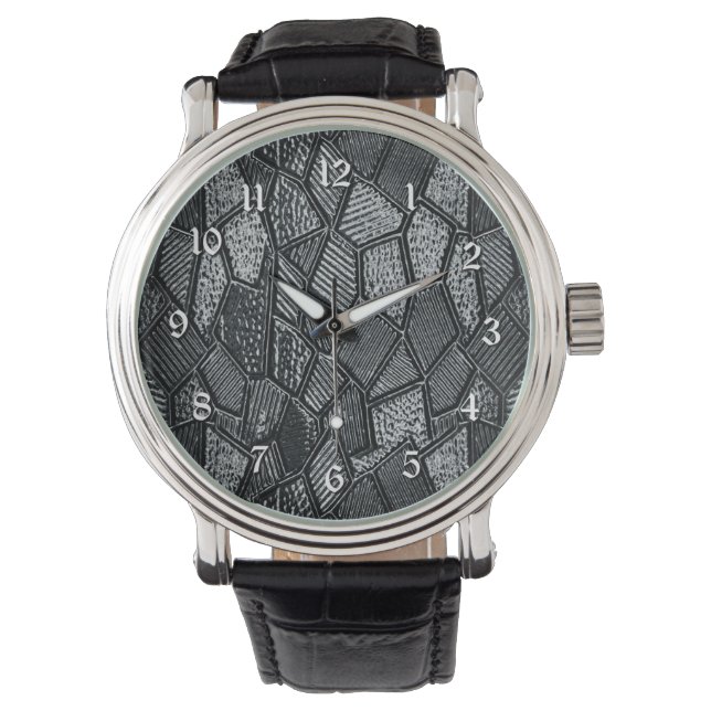 Mörk Grått Mosaic Glass Wrist Watch Armbandsur (Framsida)