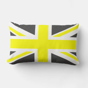Mörk Grått och Gult Union Jack Lumbarkudde