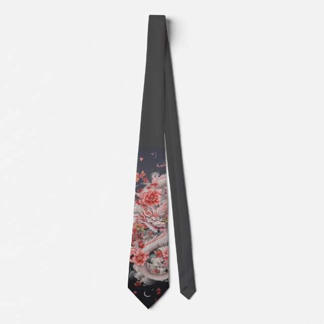 Mörk Grått och Rosa Asian Dragon Slips (Framsida)