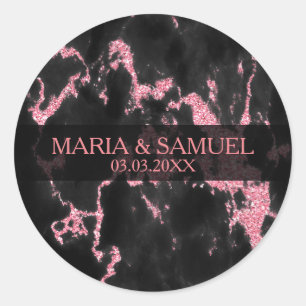 Mörk Grått och Rosa Glitter-Tack Runt Klistermärke