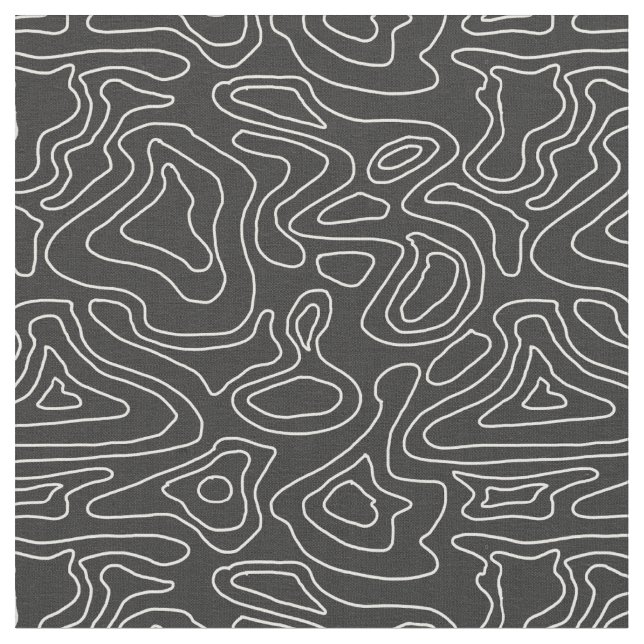 Mörk Grått och Vita Rand Wave Elevation Topogra Tyg (Närbild)
