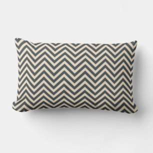 Mörk Grått off-White Chevron Geometric Mönster Lumbarkudde