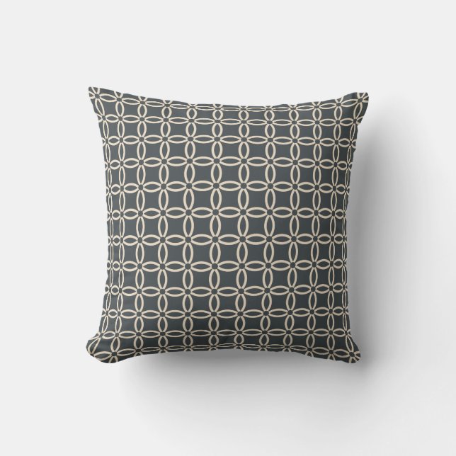 Mörk Grått off-white kvadrater Geometric Mönster Kudde (Framsida)
