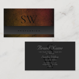 Mörk Grått Orange Gradient Mönster med monogram Visitkort