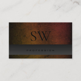 Mörk Grått Orange Gradient Mönster med monogram Visitkort