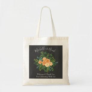 Mörk Grått Peach Bröllop Modern Blommigt Tygkasse