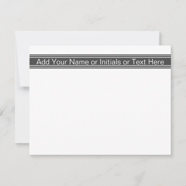 Mörk Grått Personlig Monogrammed Namn Initialer Anteckningskort (Framsida)
