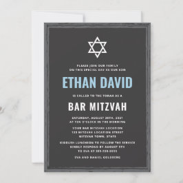 Mörk grått pub mitzvah-inbjudan med rått gräns inbjudningar