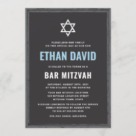 Mörk grått pub mitzvah-inbjudan med rått gräns inbjudningar