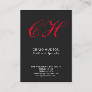 Mörk Grått Red Monogram Professionell Affärskort Visitkort