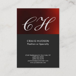 Mörk Grått Red Monogram Professionell Affärskort Visitkort