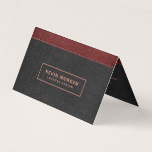 Mörk Grått & Red Stitched Leather Business Car Visitkort