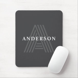 Mörk Grått Retro Modern Monogrammed Namn Musmatta
