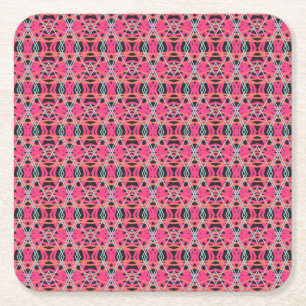 Mörk Grått Rosa Blue Funky Roligt Deco Födelsedags Underlägg Papper Kvadrat