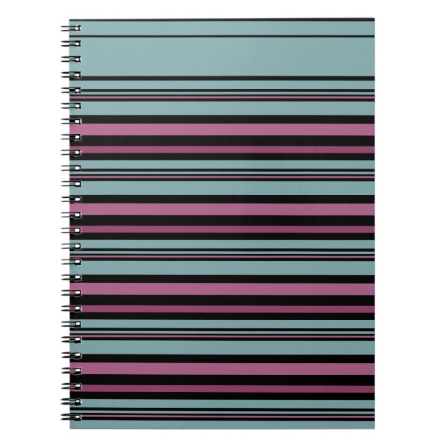 Mörk grått rosa stripe mönster anteckningsbok (Framsidan)