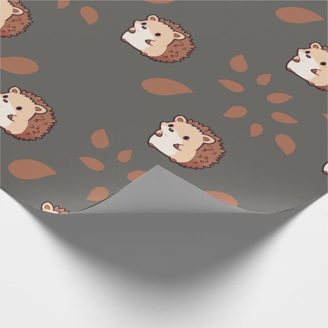 Mörk Grått Sömlös inkapsling Papper med Hedgehogs Presentpapper (Hörn)