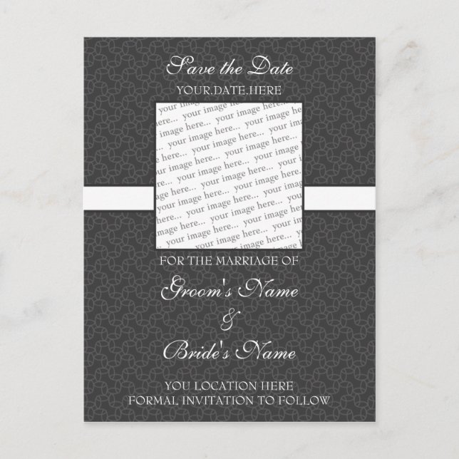 Mörk Grått Spara datum vykort (Framsida)