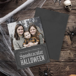 Mörk Grått Spooktacular Halloween Photo Kort